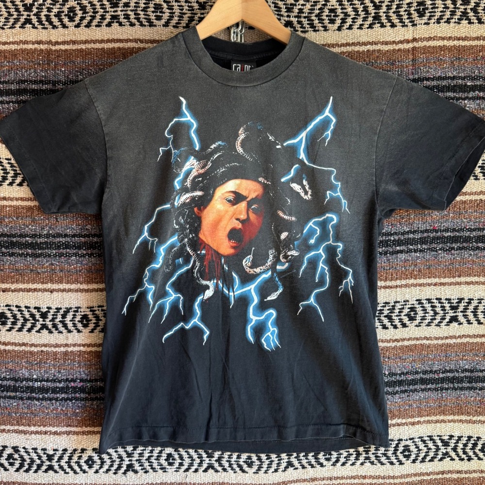 Saint Michael Medusa Graphic T-Shirt Large Black Lightning MX6 Destroy Reprint